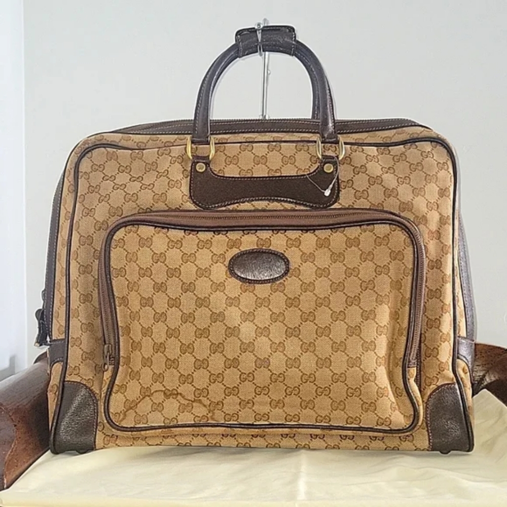 GUCCI GG CANVAS XL CARRY ON TRAVEL WEEKEND Duffle Gym BAG VINTAGE 1960 AUTHENTIC